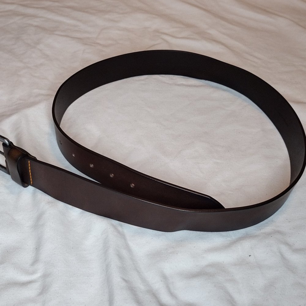LEATHER BELT WITH LOGO BUCKLE  Sz: 36